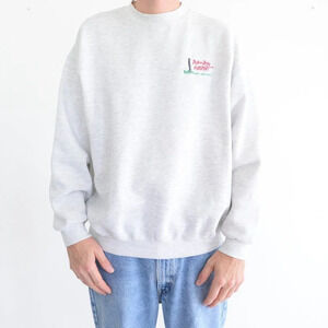 Vintage 90S Lee Heavyweight  Gray Put-In-Bay Airport Crew Neck Sweater XL